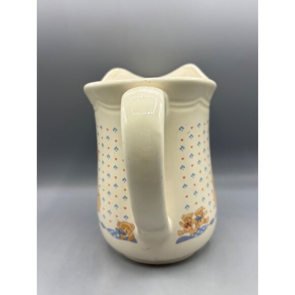 Vtg 80s Teddy Bear Hearts‎ Ceramic Pitcher Country - Picture 4 of 7